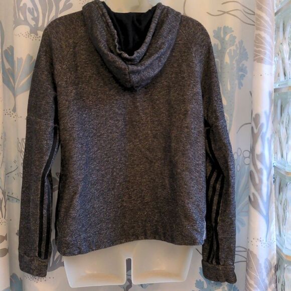 Adidas Heather Black + Grey Hoodie Sz M - Picture 4 of 9